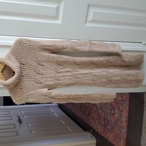 bebe tan gold sweater dress with turtleneck Cowl neck